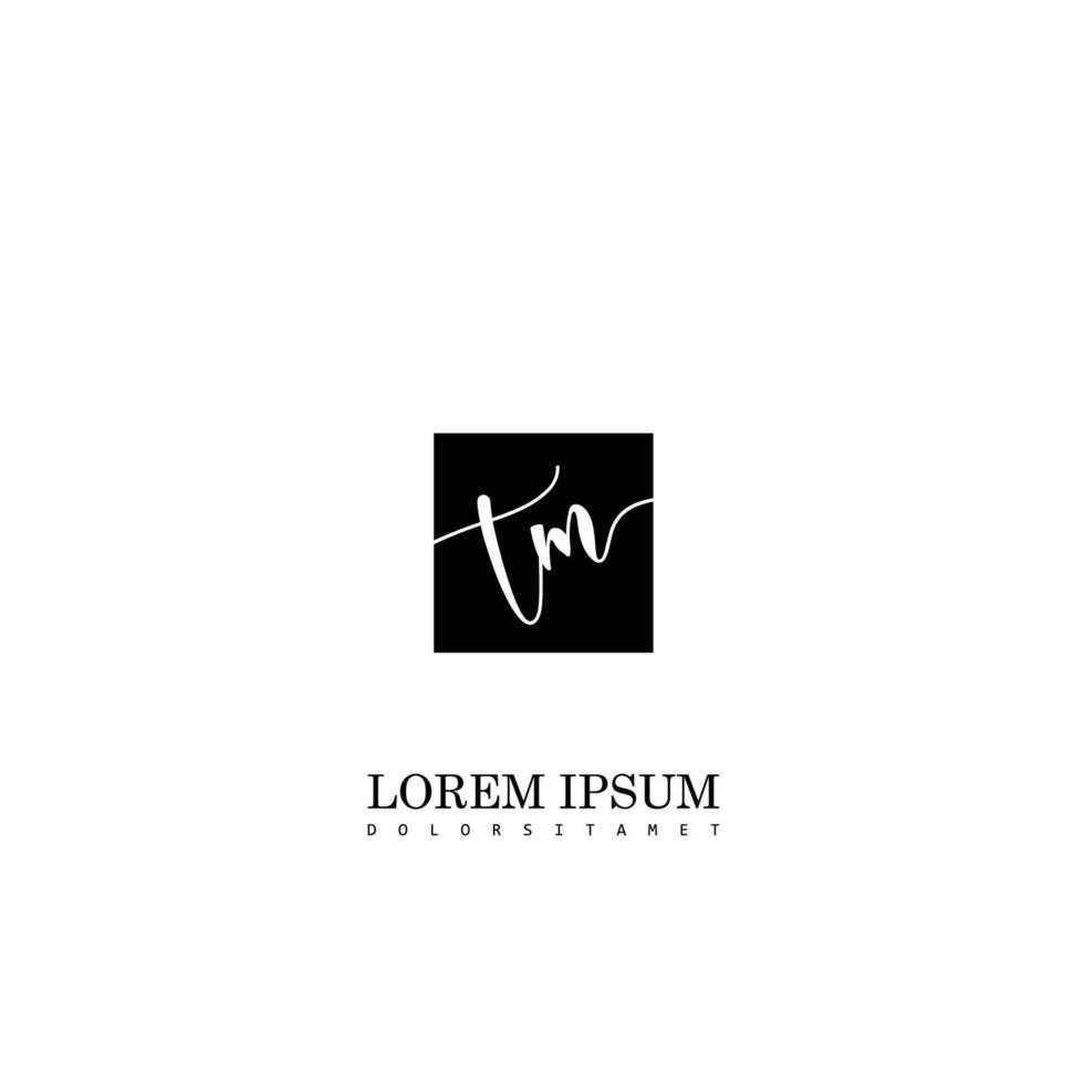 TM Initial Handwriting In Square Frame Template Design vector