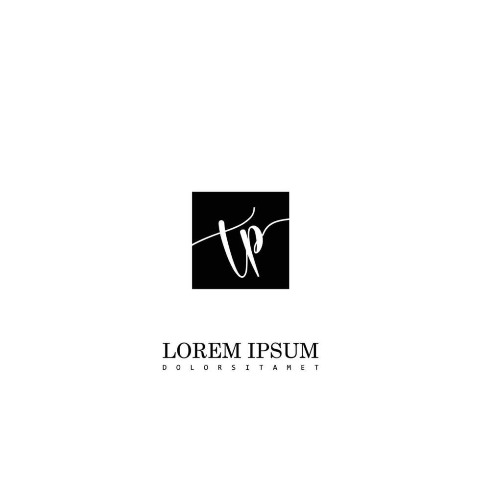 TP Initial Handwriting In Square Frame Template Design vector