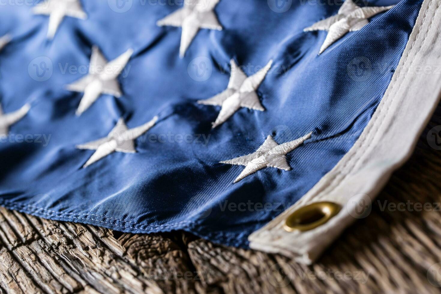 USA flag. American flag. American flag blowing wind. Close-up. Studio shot. photo