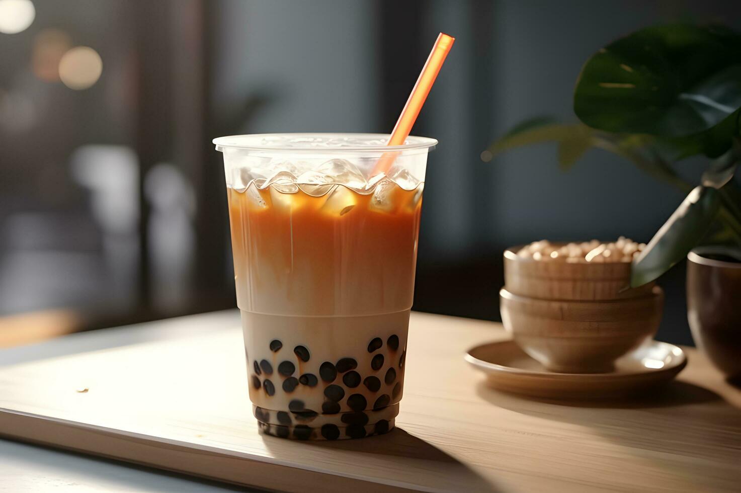 A cup of boba bubble tea photo