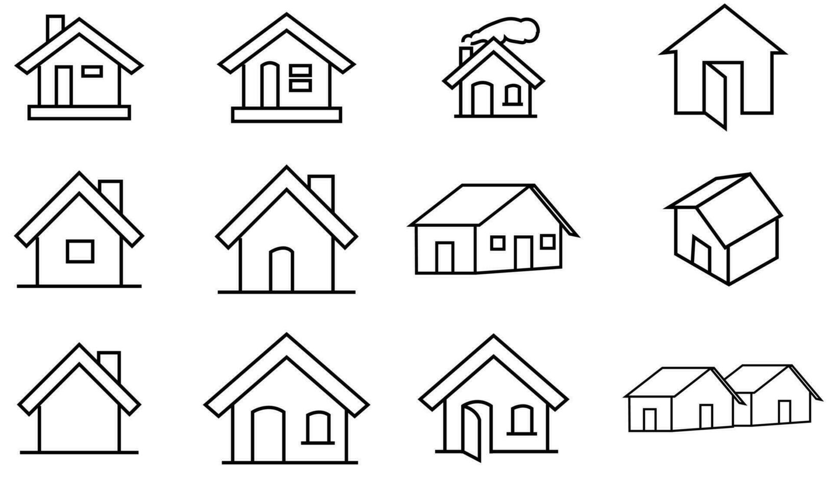 Home Icon Set. Contains such Icons as House, Property, Church, Garage, Smart Home and more. House vector icon set. Set of home icon, Thin outline shape of house vector. Simple collection of home icon.