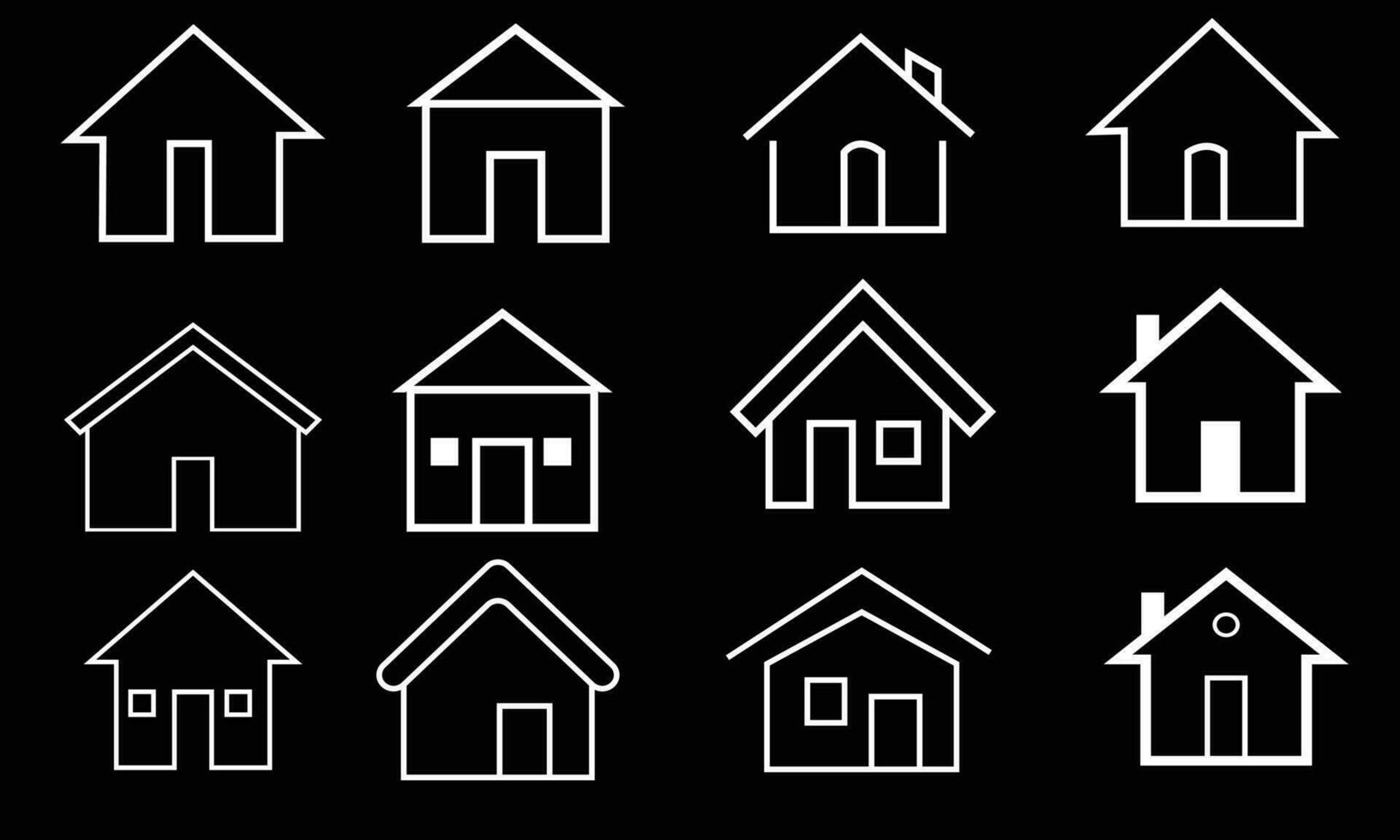 Home Icon Set. Contains such Icons as House, Property, Church, Garage, Smart Home and more. House vector icon set. Set of home icon, Thin outline shape of house vector. Simple collection of home icon.