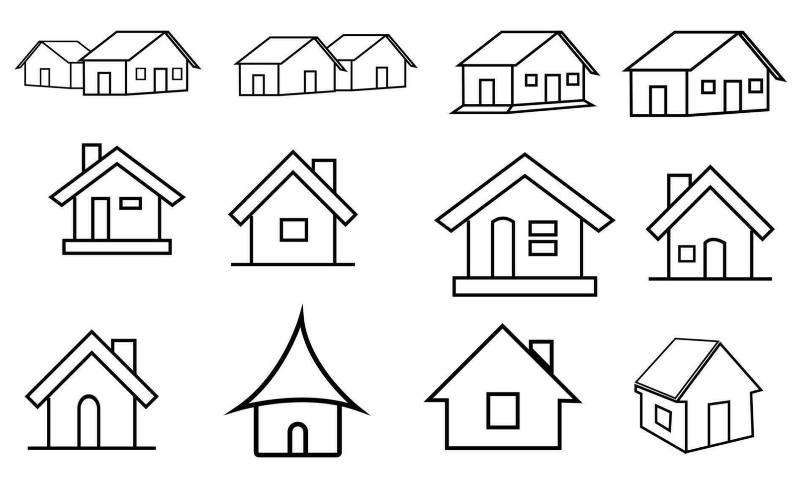 Home Icon Set. Contains such Icons as House, Property, Church, Garage, Smart Home and more. House vector icon set. Set of home icon, Thin outline shape of house vector. Simple collection of home icon.