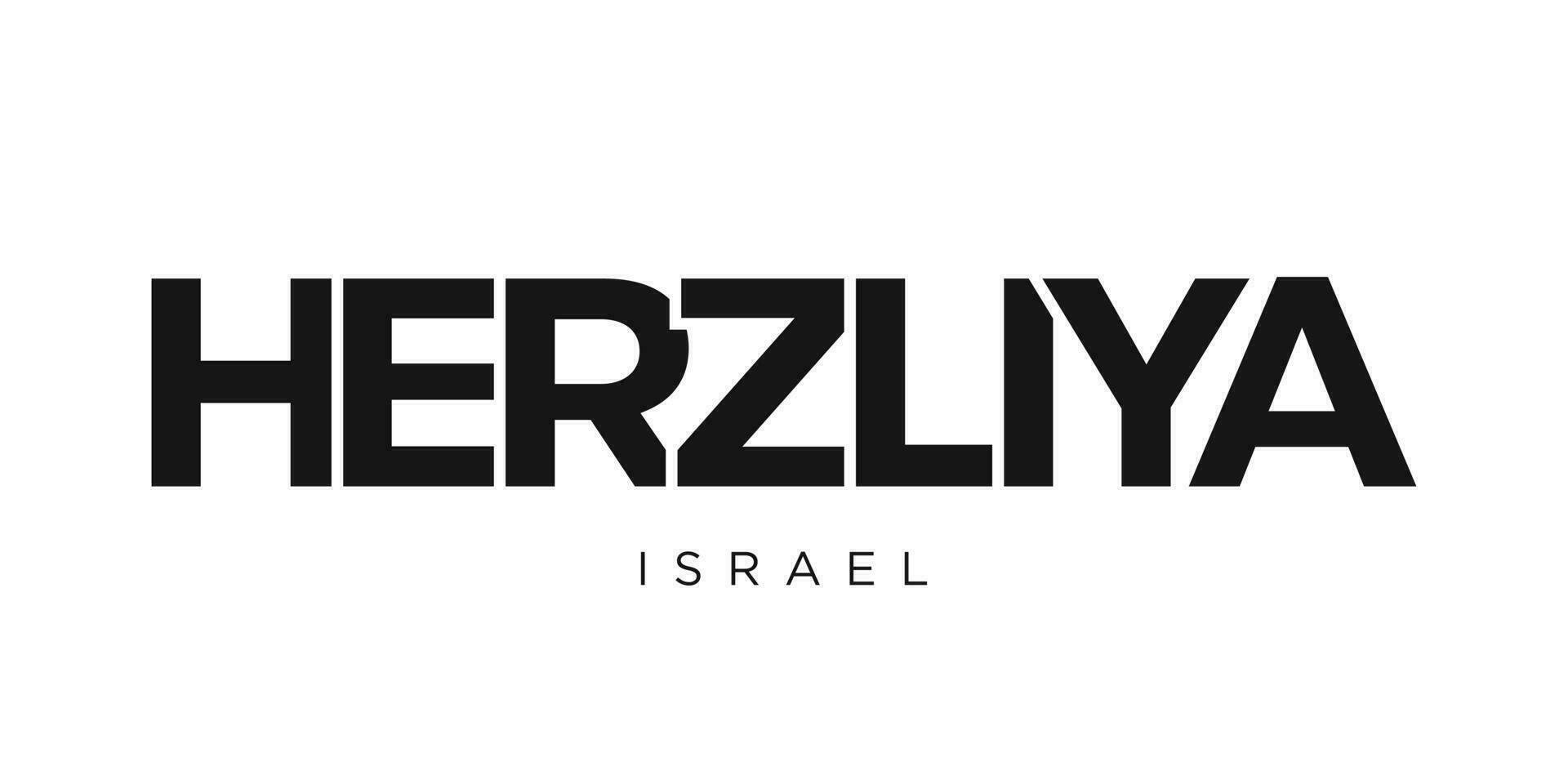 Herzliya in the Israel emblem. vector