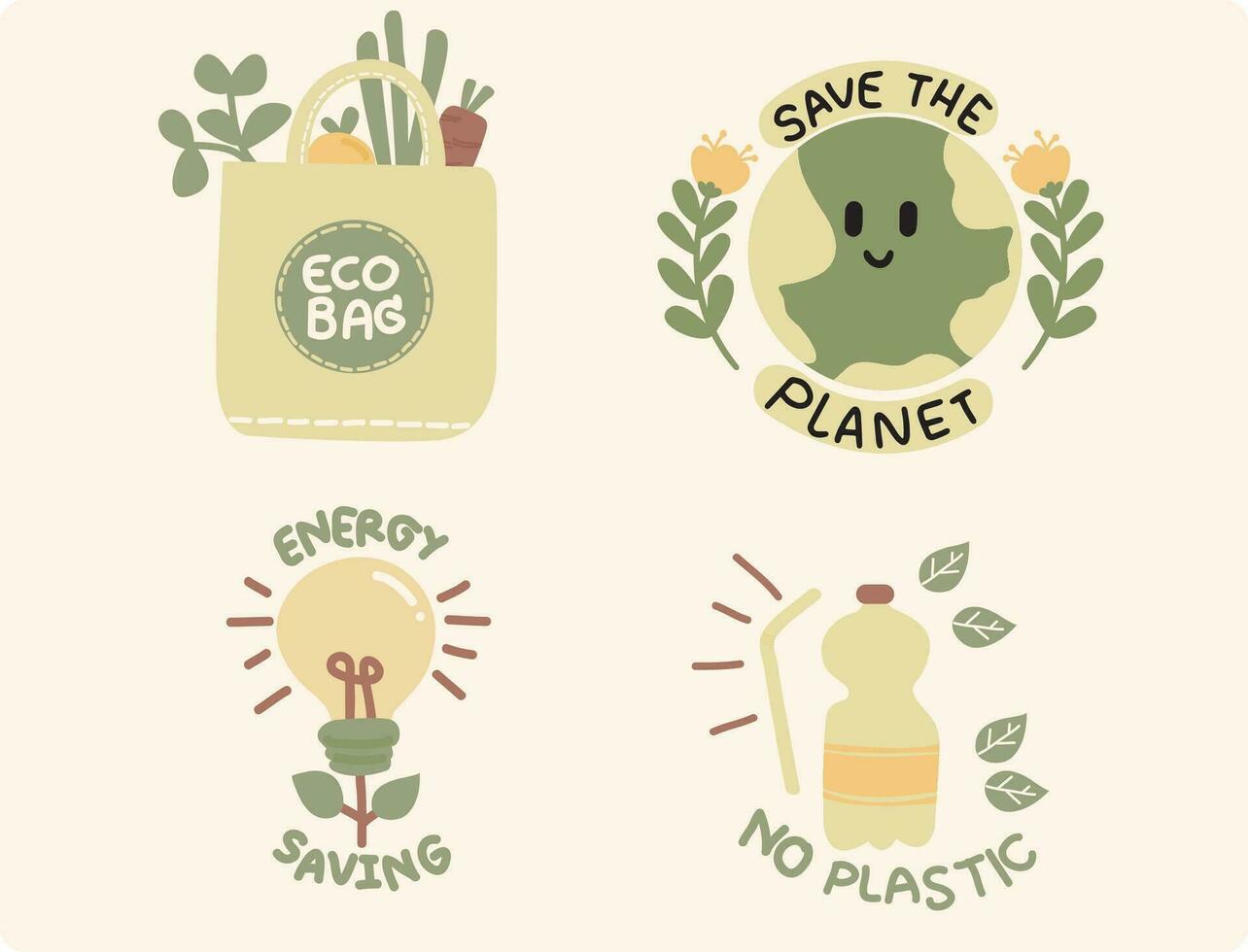 Ecological sustainability concept cartoon eps. vector