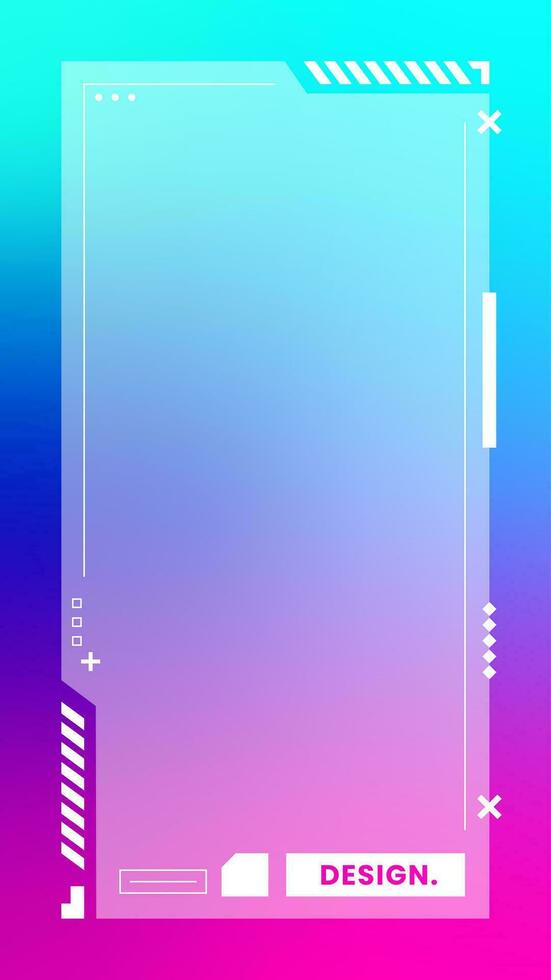 Futuristic vertical gradient background. Social media frame vector illustration.