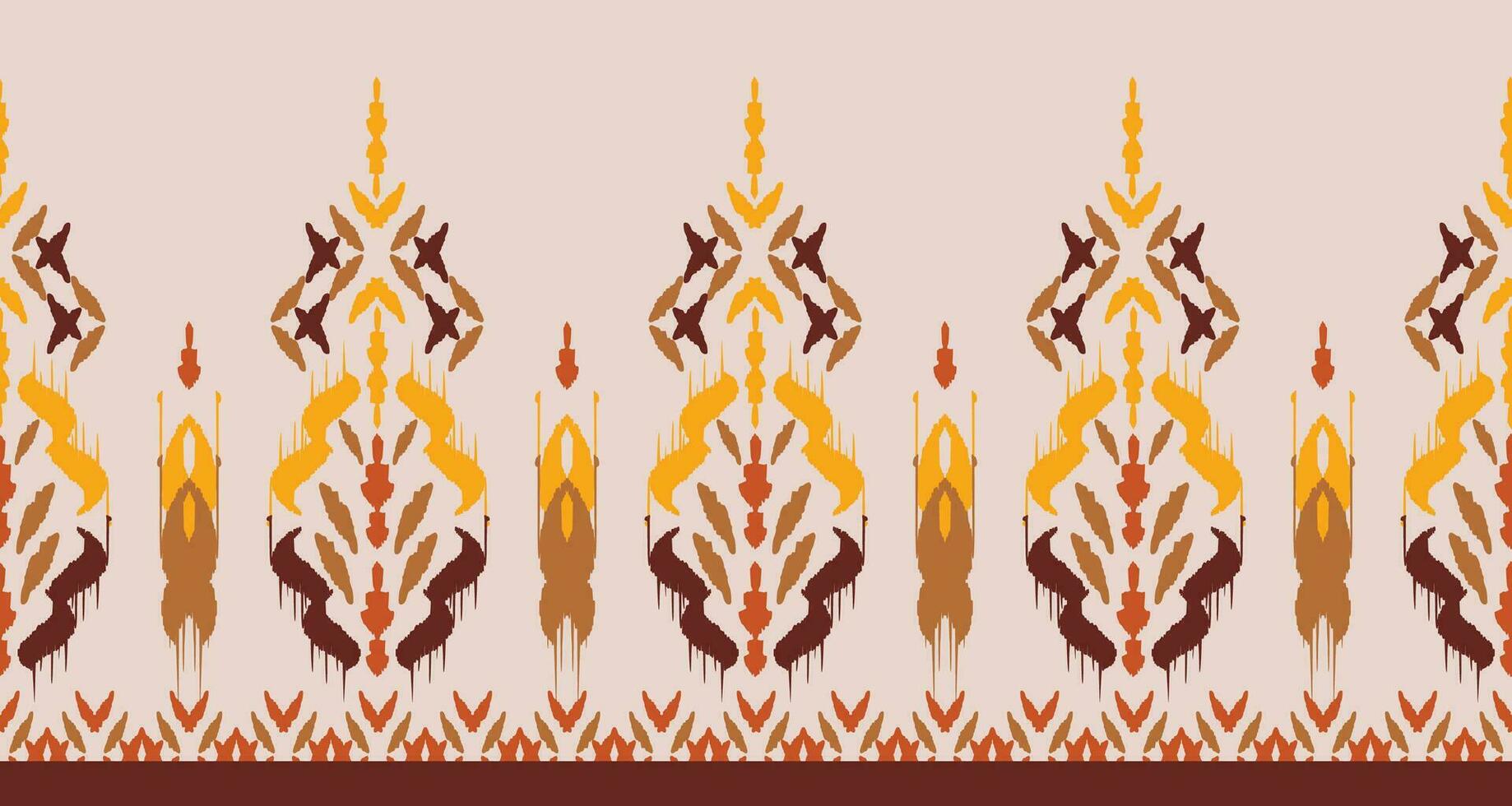 Orange Ethnic abstract ikat art. Seamless pattern in tribal, folk embroidery, and Mexican style. Aztec geometric art ornament print. Design for carpet, wallpaper, clothing, wrapping, fabric, cover. vector