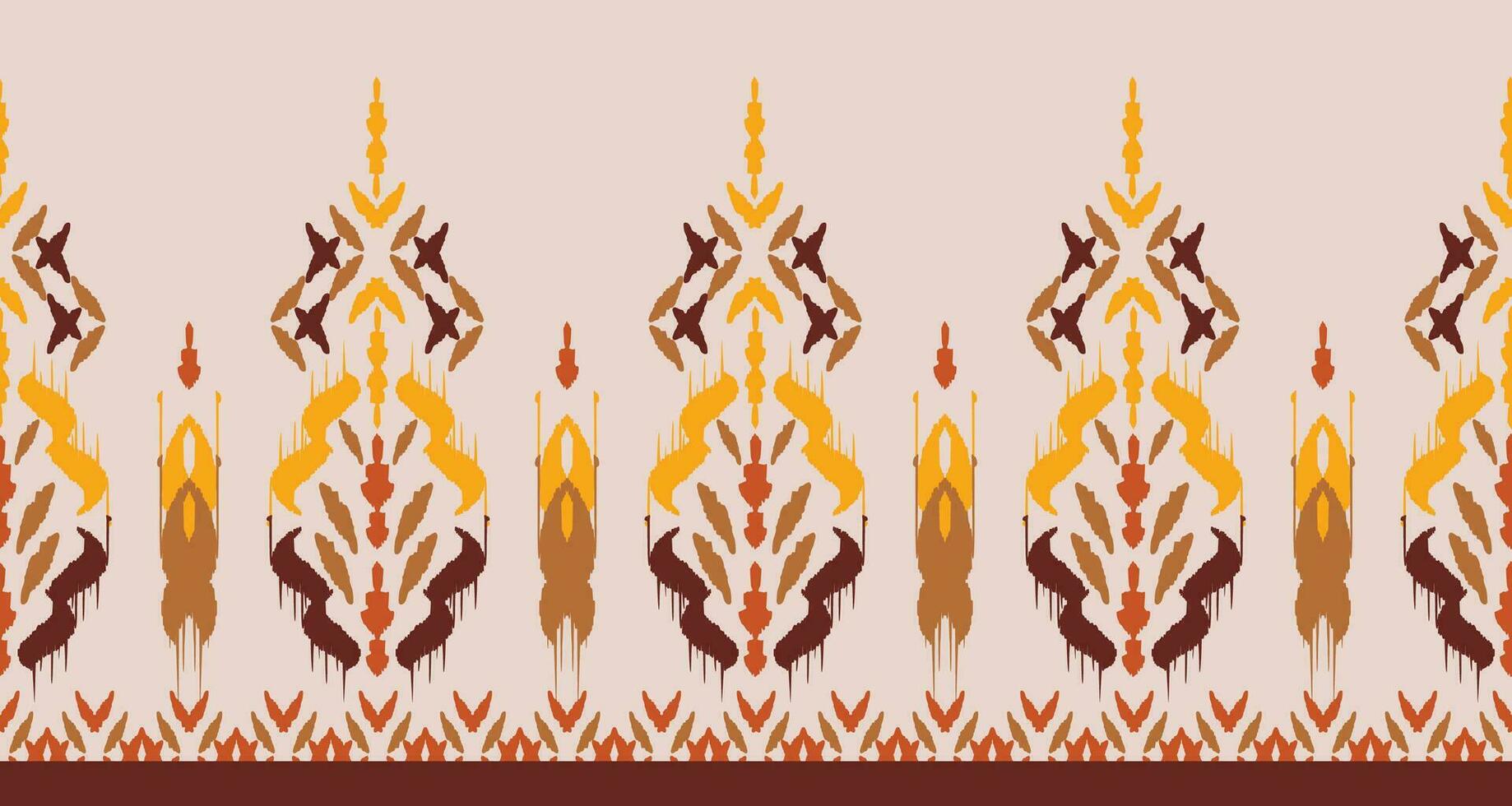 Orange Ethnic abstract ikat art. Seamless pattern in tribal, folk embroidery, and Mexican style. Aztec geometric art ornament print. Design for carpet, wallpaper, clothing, wrapping, fabric, cover. vector