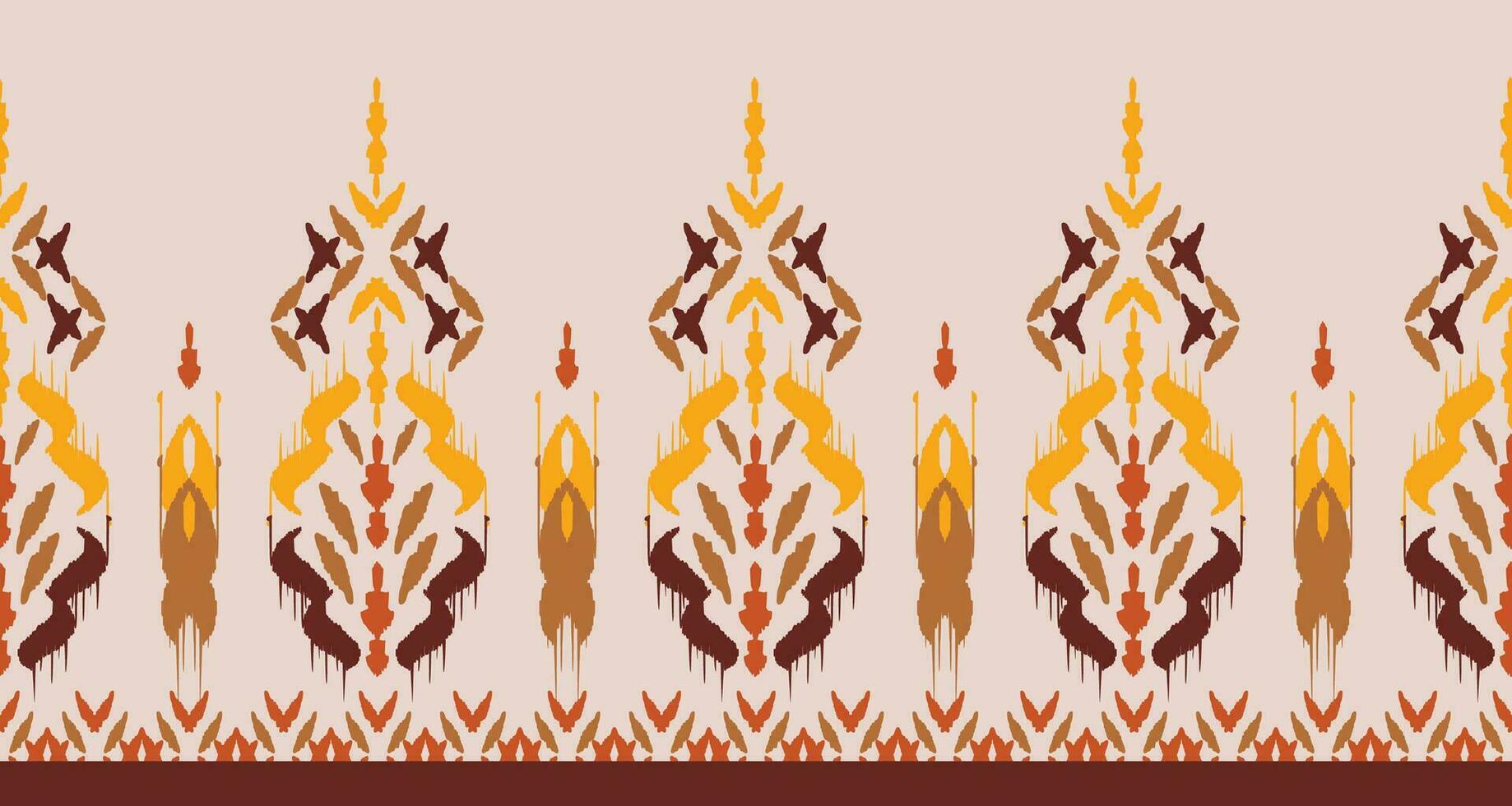 naranja étnico resumen ikat Arte. sin costura modelo en tribal, gente bordado, y mexicano estilo. azteca geométrico Arte ornamento impresión. diseño para alfombra, fondo de pantalla, ropa, envase, tela, cubrir. vector