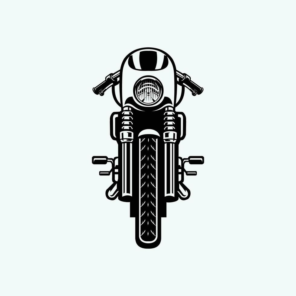 Cafe Racer Vector Front View. Vector Art Illustration Isolated on White Background