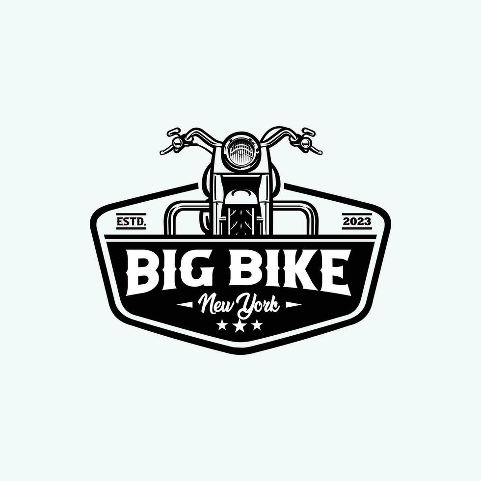American Big Bike Motorcycle Emblem Badge Logo Vector. Motorbike Vector Art Logo Isolated in White Background