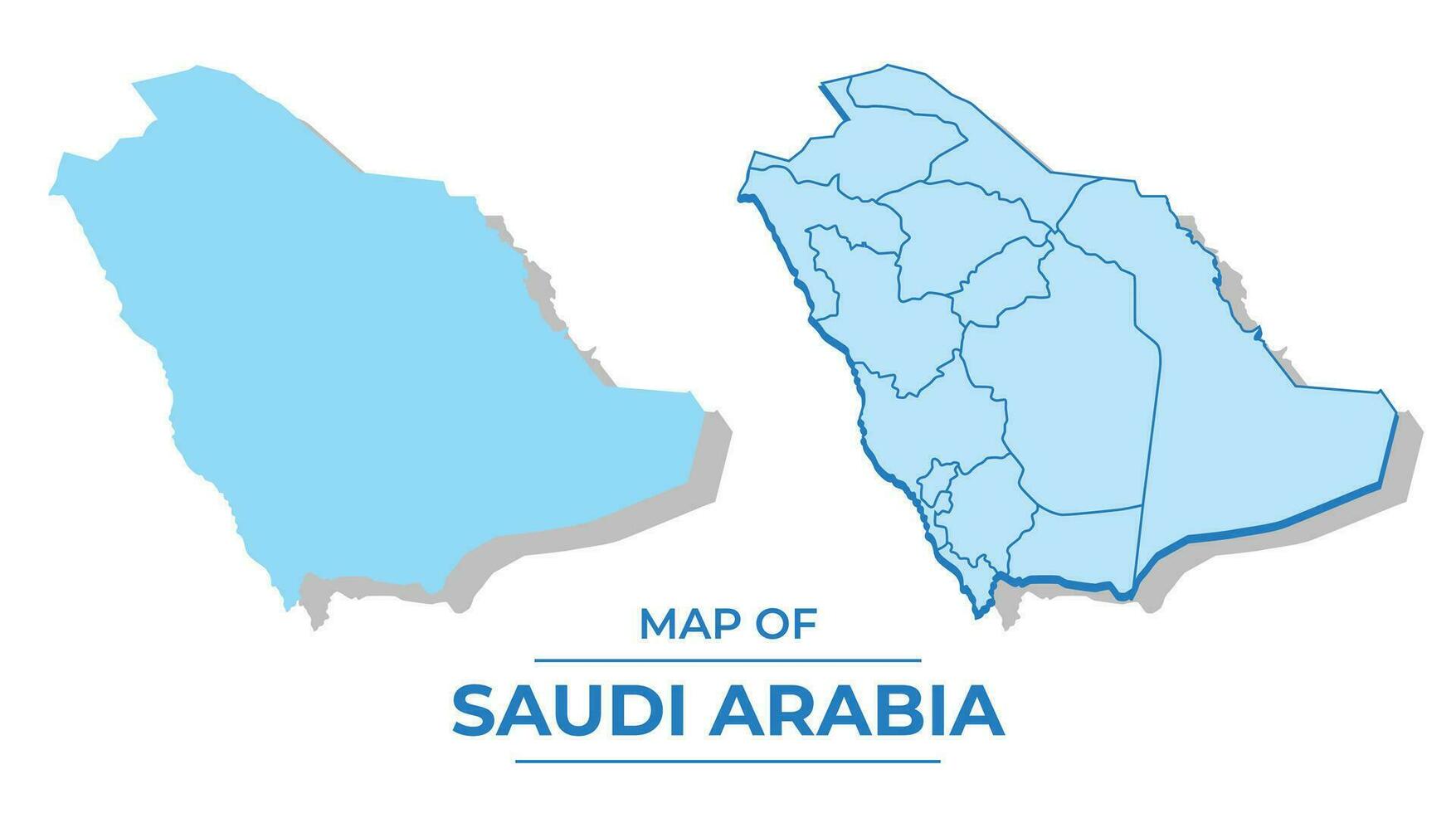 Vector Saudi Arabia map set simple flat and outline style illustration