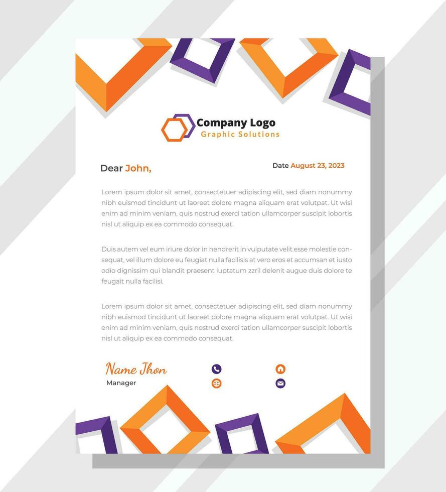 Modern professional corporate letterhead design, letter head, letterhead, creative business or company letterhead design template vector