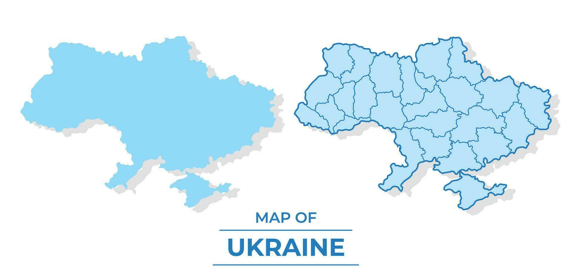 Vector Ukraine map set simple flat and outline style illustration