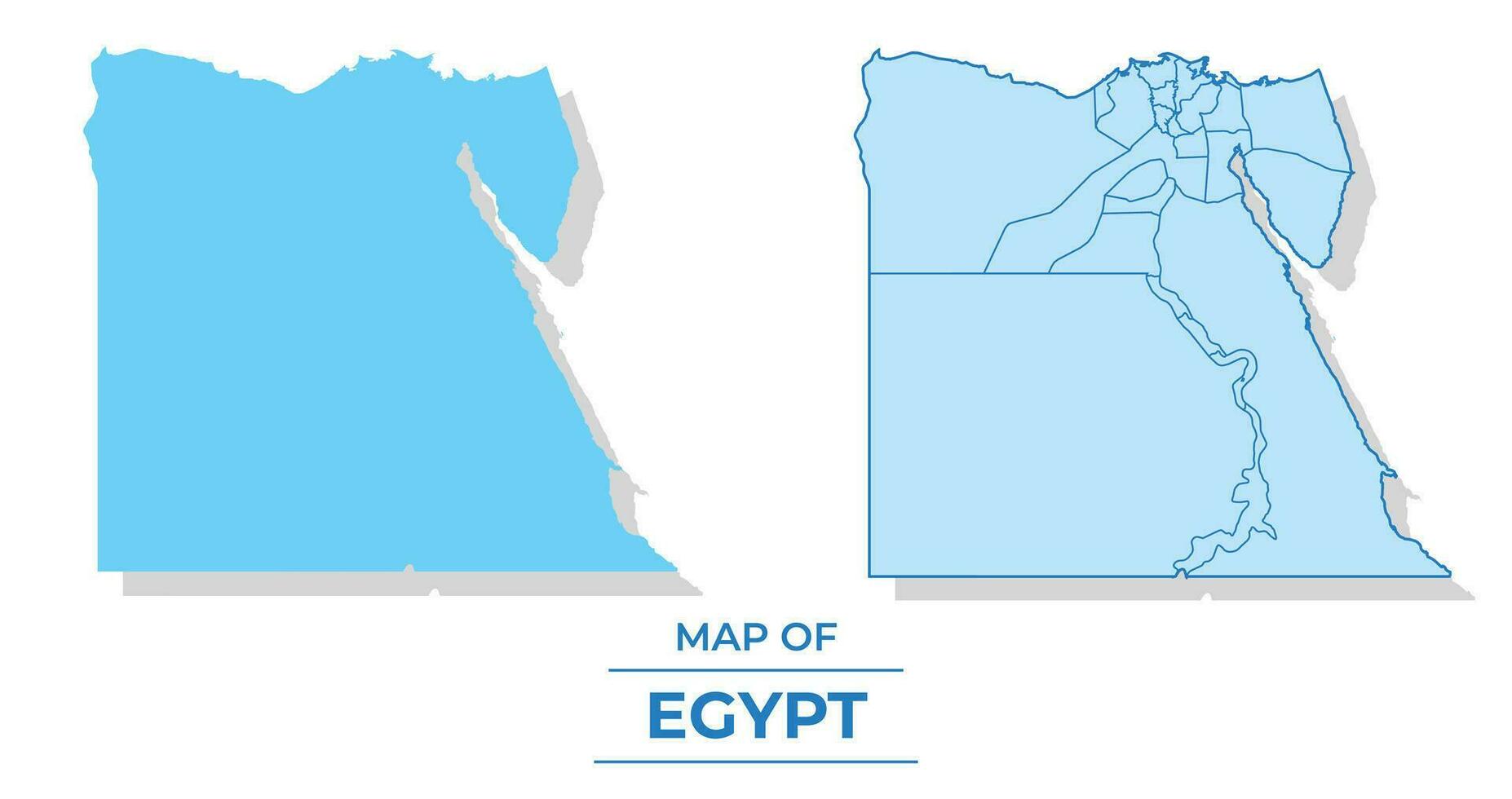 Vector Egypt map set simple flat and outline style illustration