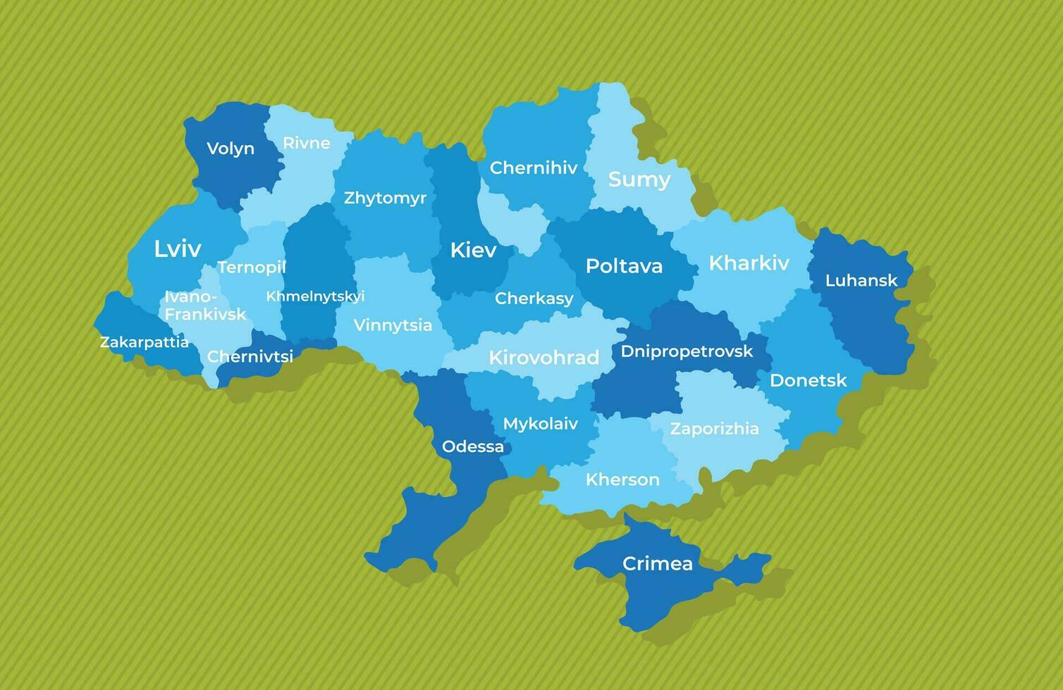 Saudi arabia map with names of the regions blue political map green background vector illustration