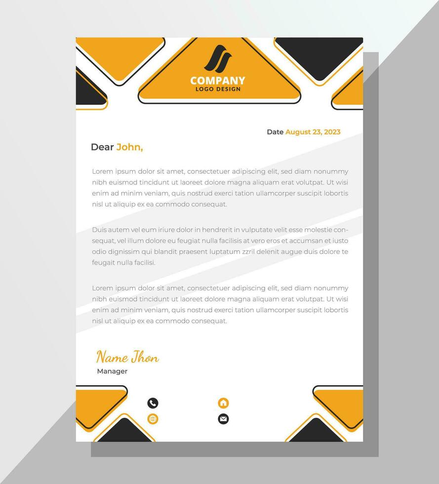 Modern professional corporate letterhead design, letter head, letterhead, creative business or company letterhead design template vector