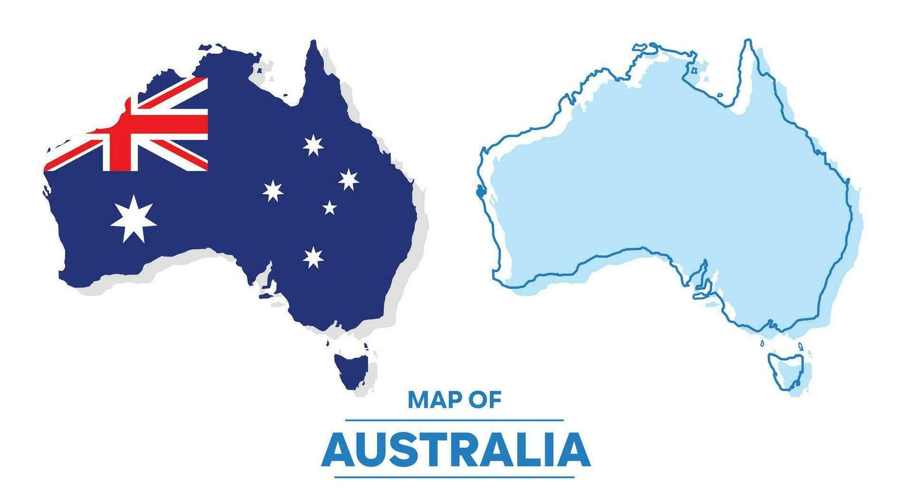 Vector Australia flag map set simple flat illustration