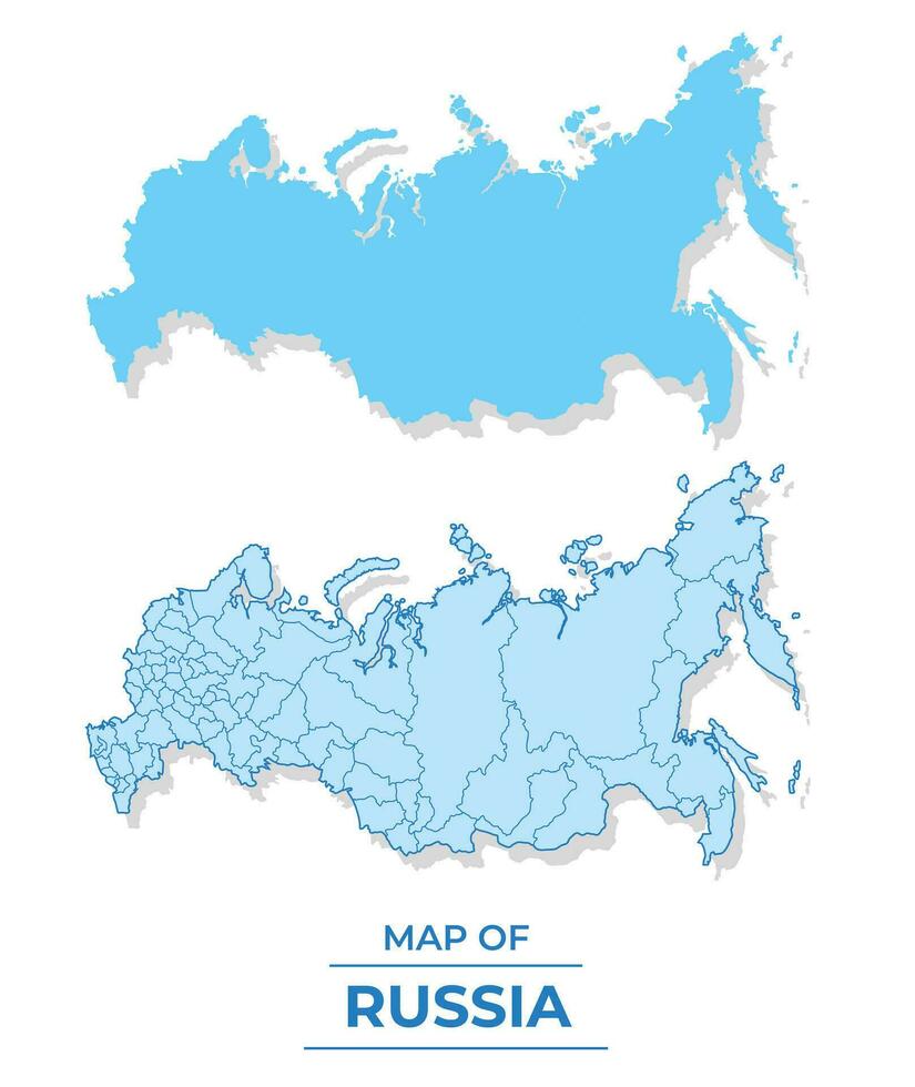Vector Russia map set simple flat and outline style illustration