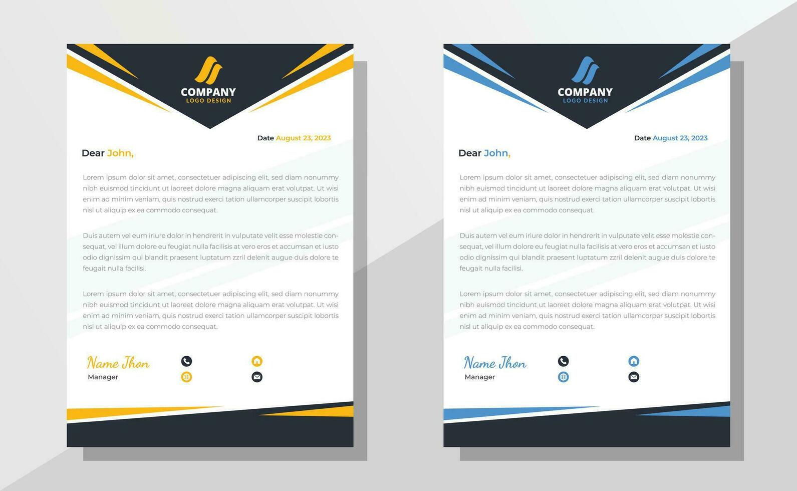 Modern professional corporate letterhead design, letter head, letterhead, creative business or company letterhead design template vector
