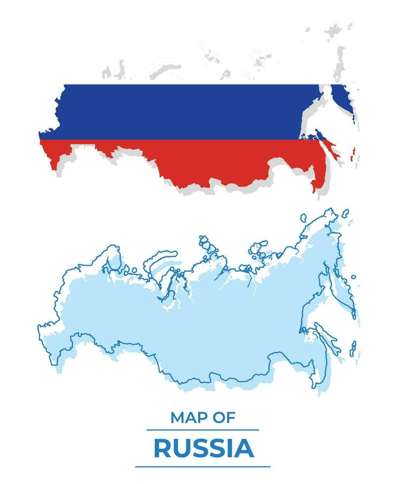 Vector Russia flag map set simple flat illustration