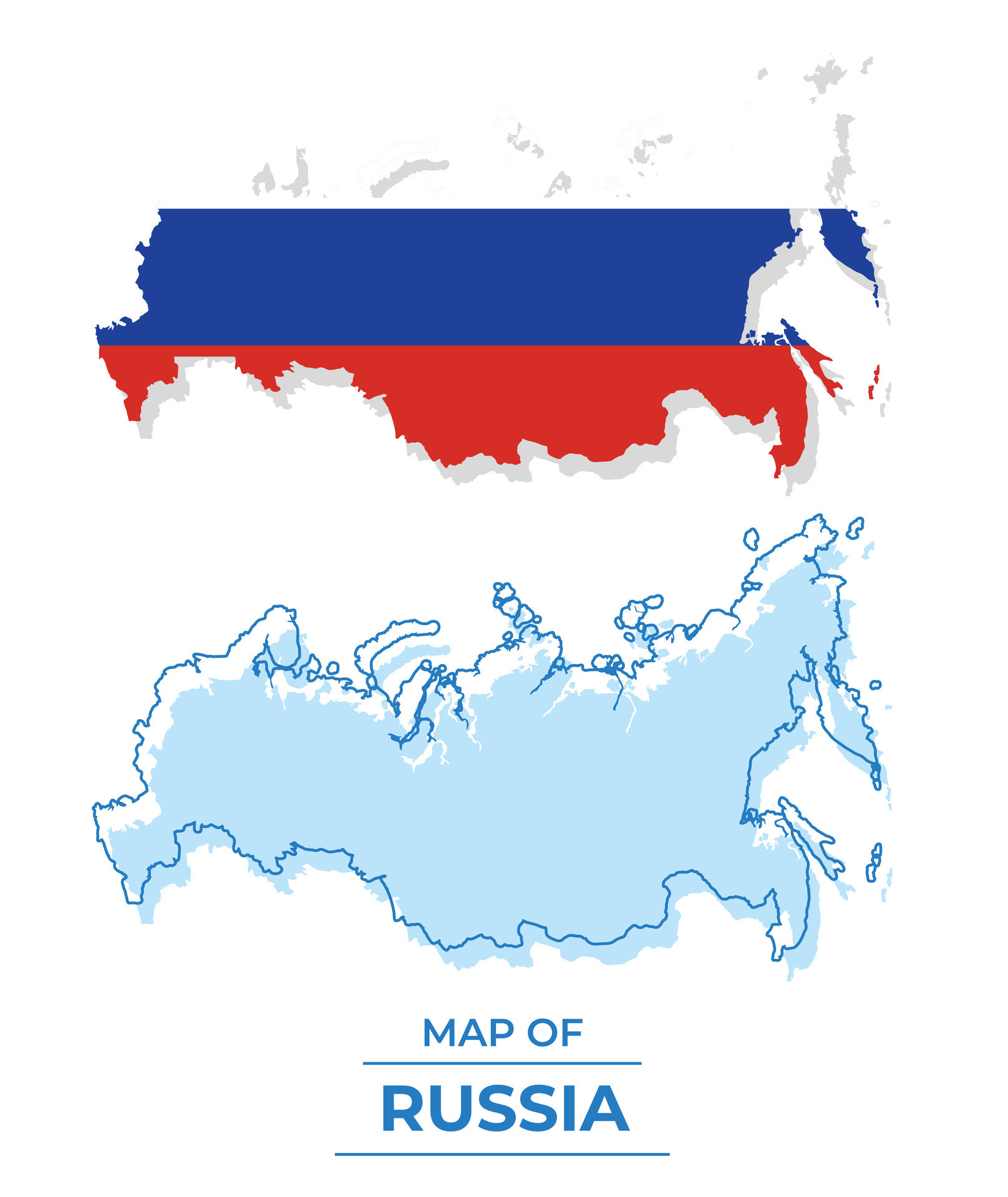 Flag Simple Map of Russia