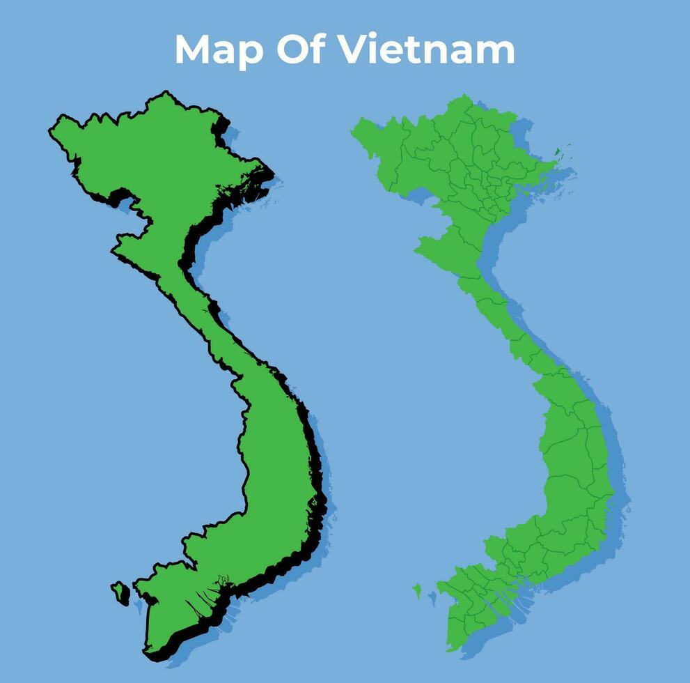 Vector Vietnam 3D map set simple flat illustration