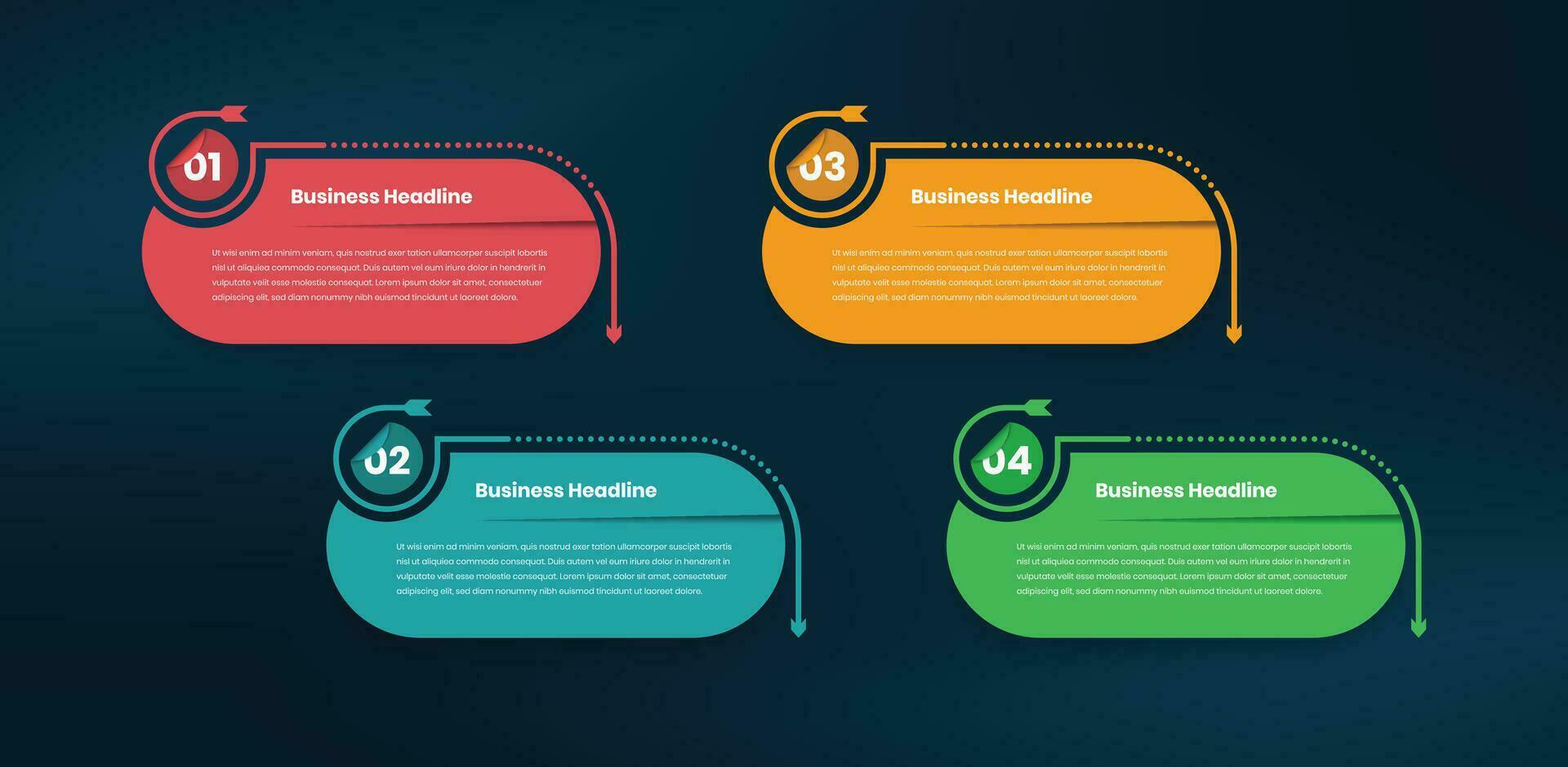 sencillo Progreso y proceso visión de conjunto pasos infografía modelo en oscuro antecedentes vector