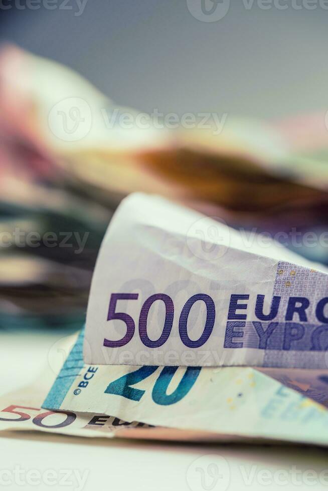 euro dinero euro billetes euro divisa. acostado suelto euro billetes foto