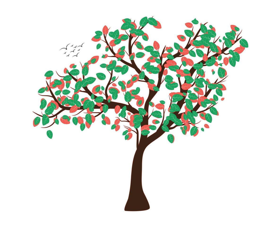 Vector illustration of a tree with leaves on a white background