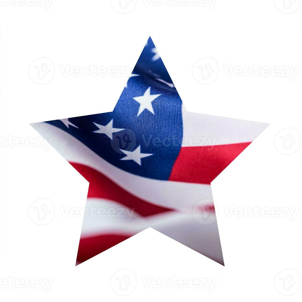 American flag in star shape isolated on white background photo