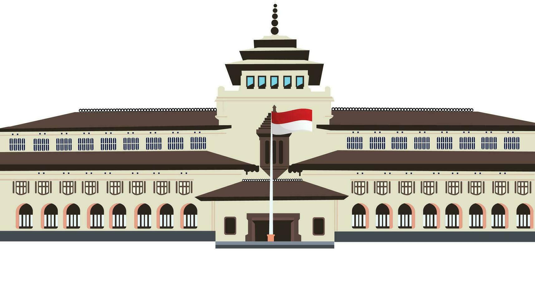 Landmark Gedung Sate Vector Illustration The Icon of Bandung, West Java, Indonesia