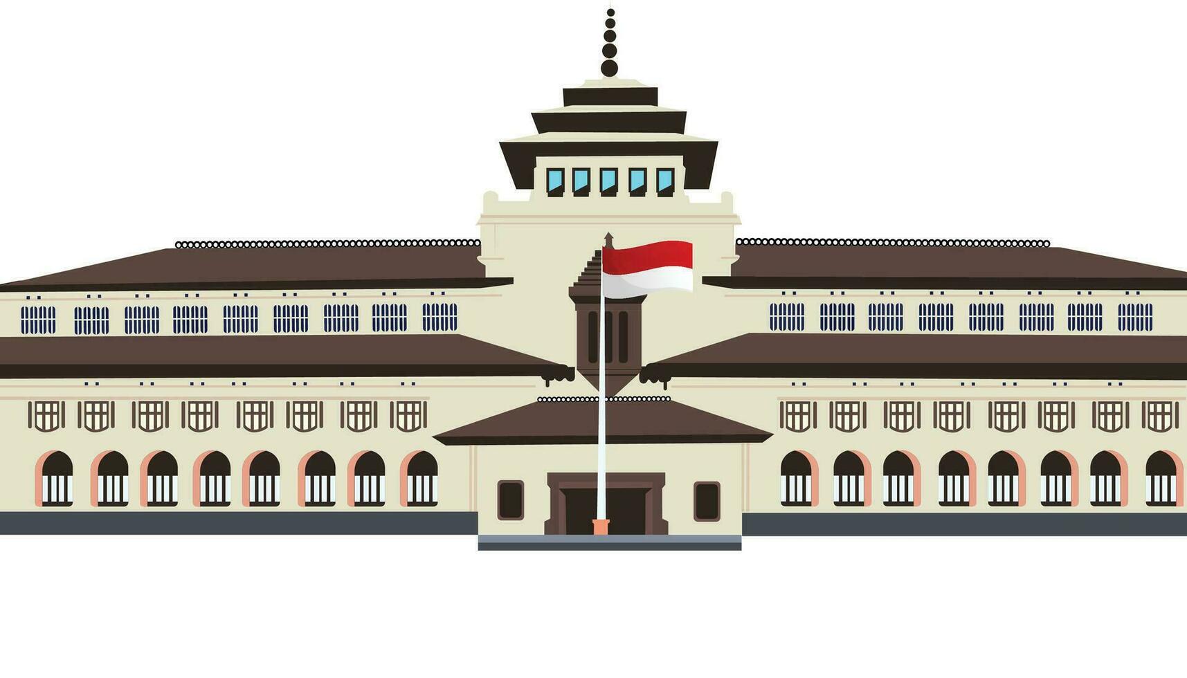 punto de referencia gedung saciar vector ilustración el icono de bandung, Oeste Java, Indonesia