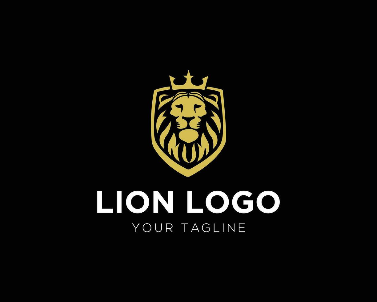 Royal king lion crown symbols logo design luxury icon vector template.