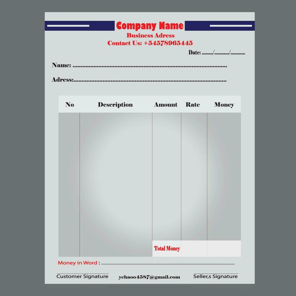 English Cash memo design. Vector Business cash memo free vector.