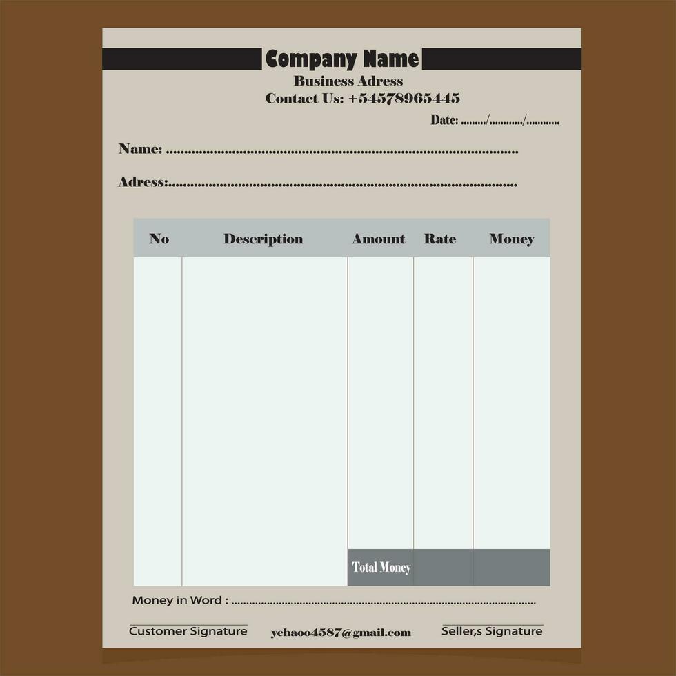 English Cash memo design. Vector Business cash memo free vector.