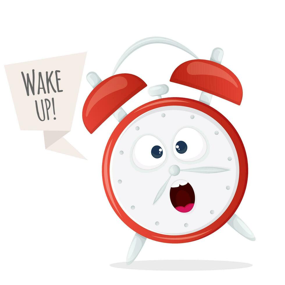 Funny cartoon alarm clock character isolated on white background vector