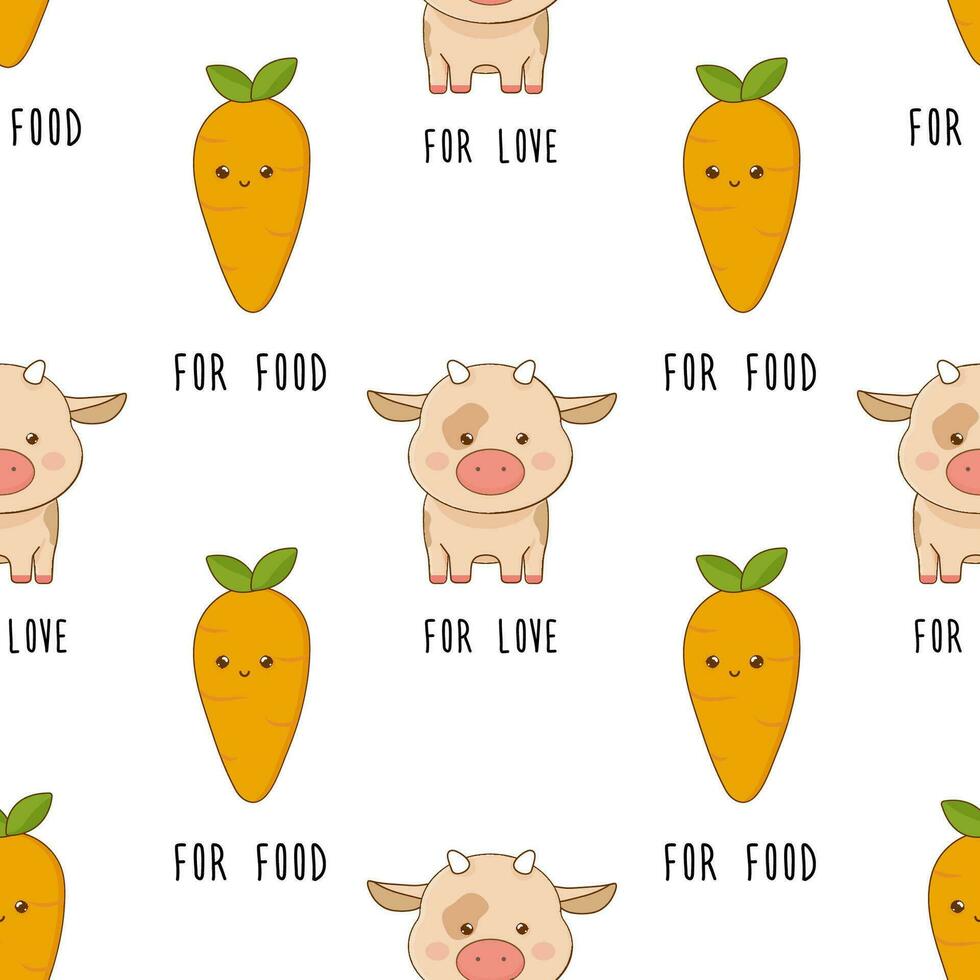 Pattern seamless  animals vegan day , veganism for love, for food vector