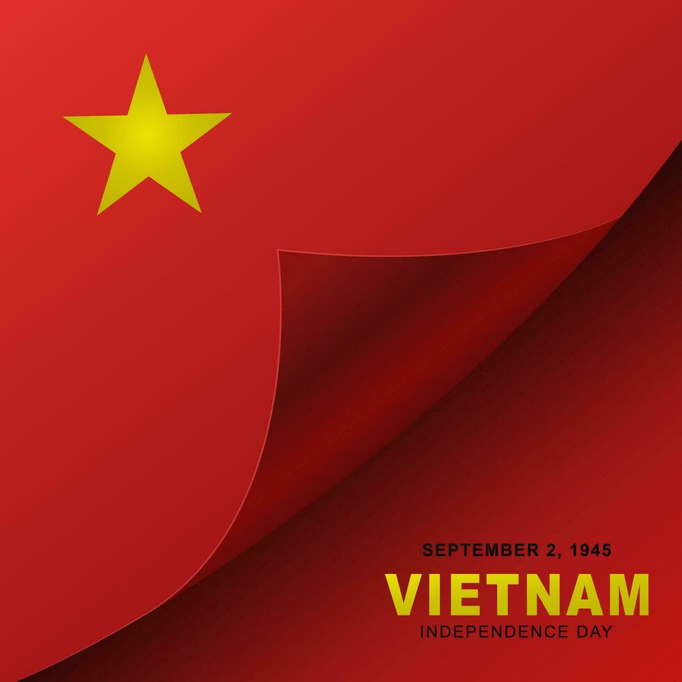 realista doblada rojo papel Vietnam independencia día saludo vector