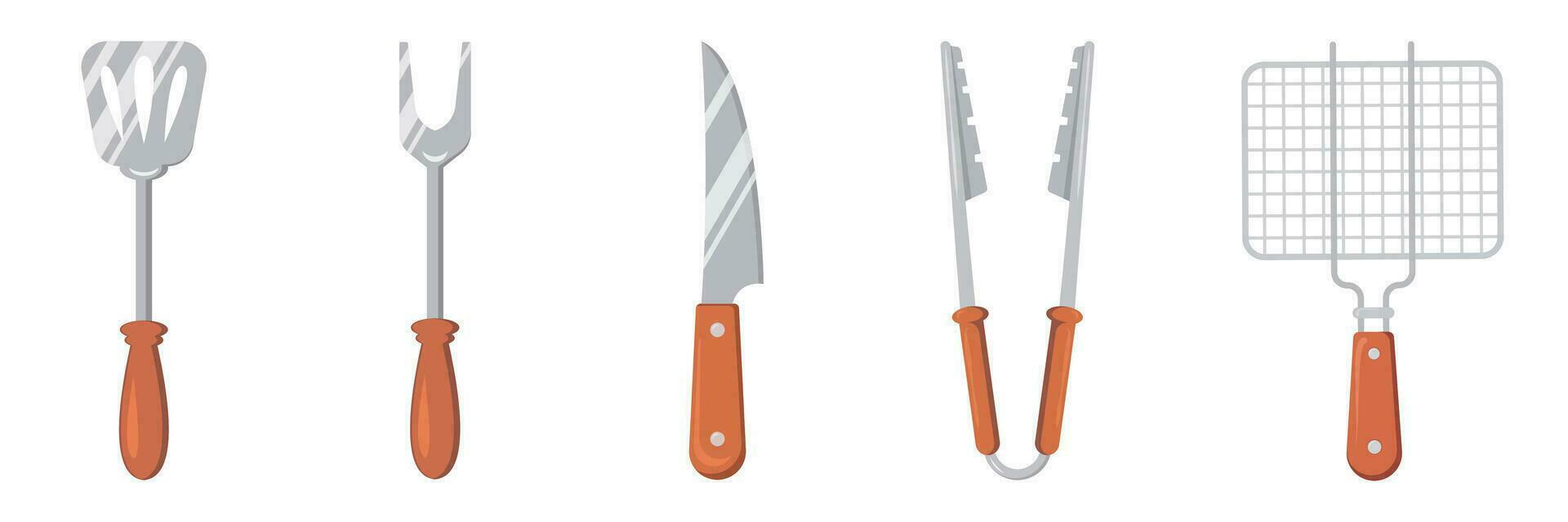 BBQ and Grill Tools. Vector Illustration.