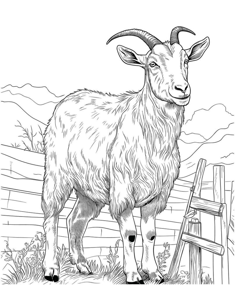 goat coloring pages for kids vector
