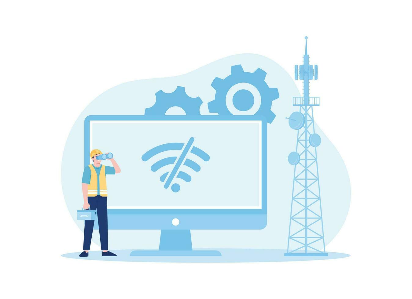 repair network no signal concept flat illustration vector