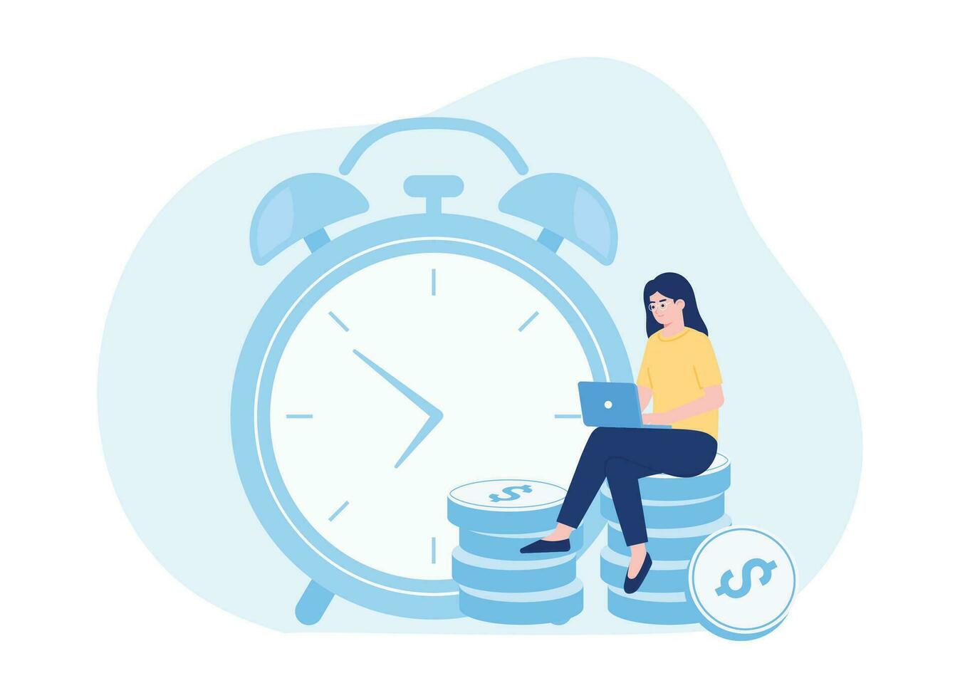 Time is money concept flat illustration vector