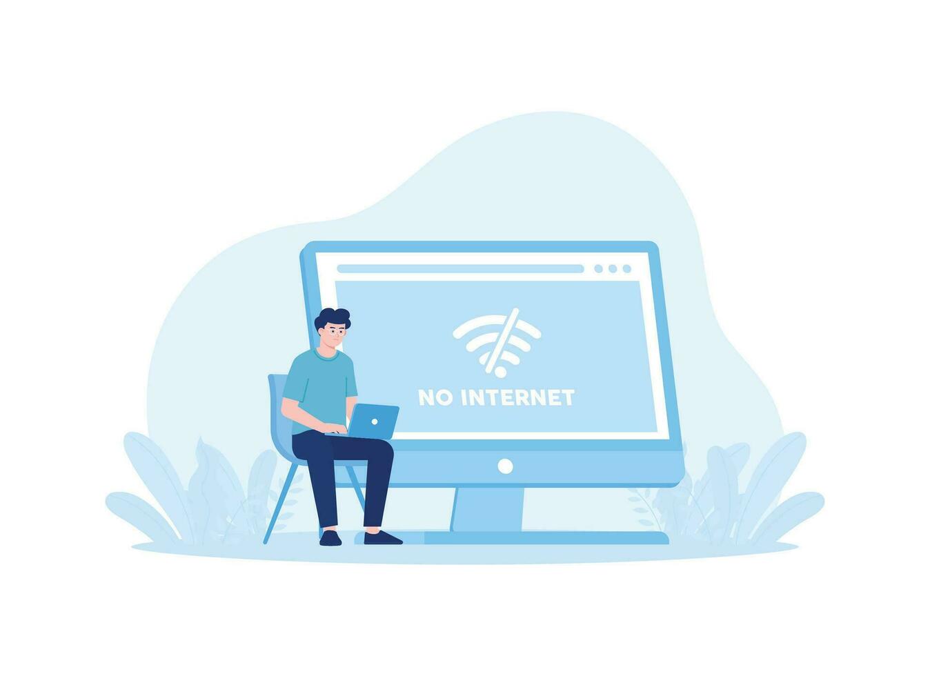 there is no network signal on the computer concept flat illustration vector