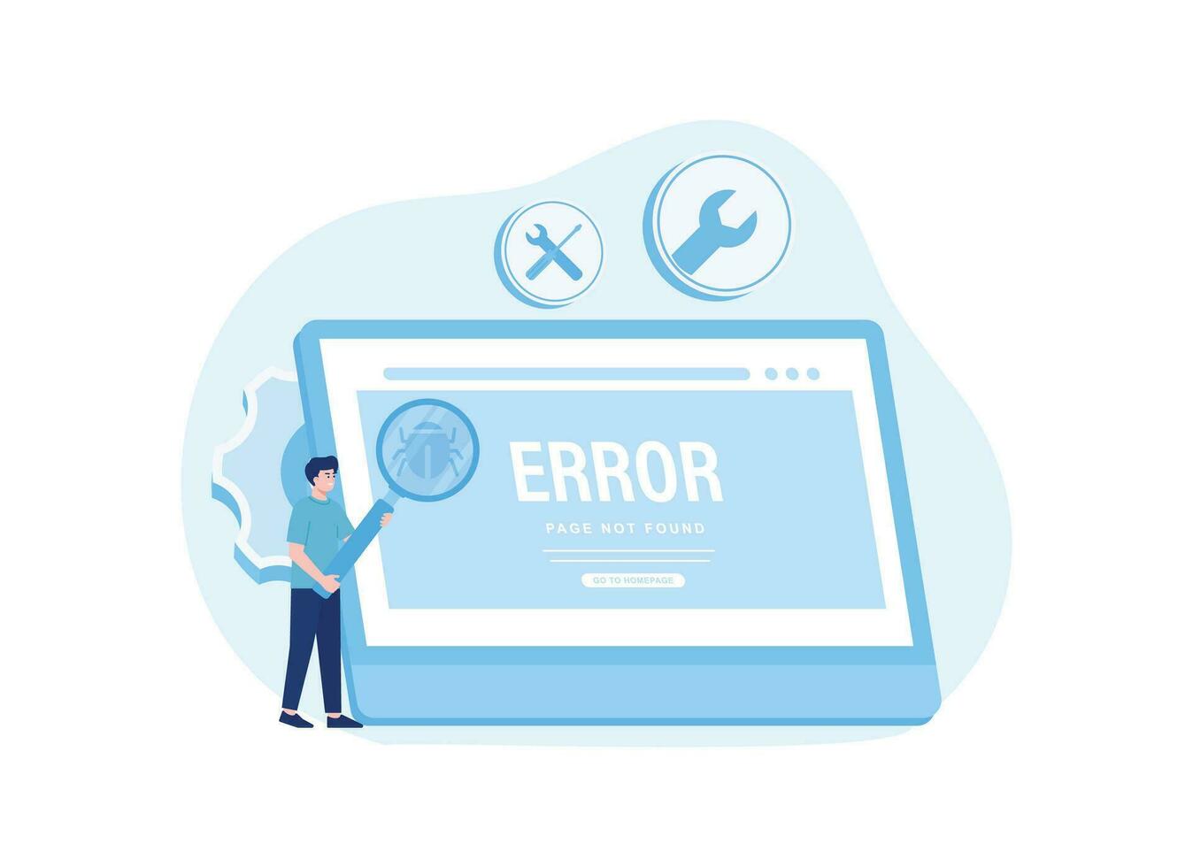 search for malware on the computer concept flat illustration vector