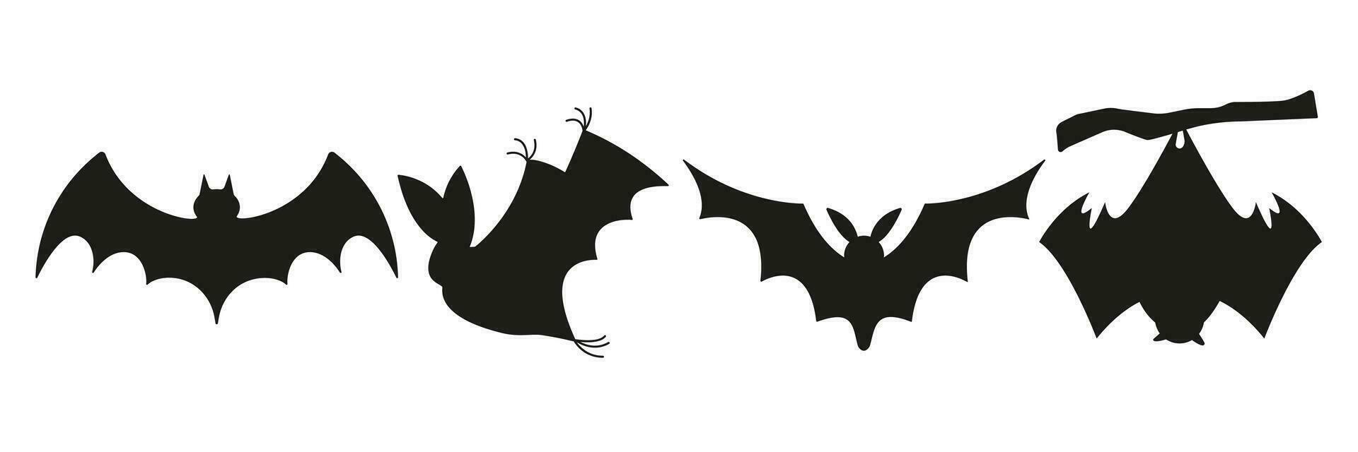 Cute vector Halloween bat in 4 different varieties illustration or icon.