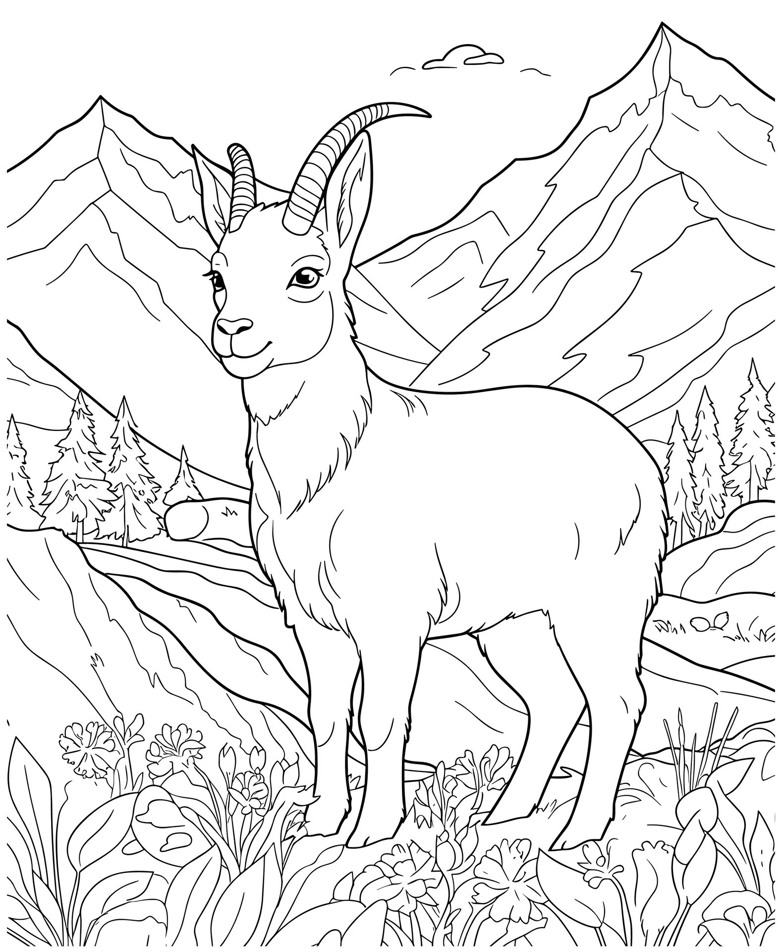 mountain goat coloring page 27492384 Vector Art at Vecteezy