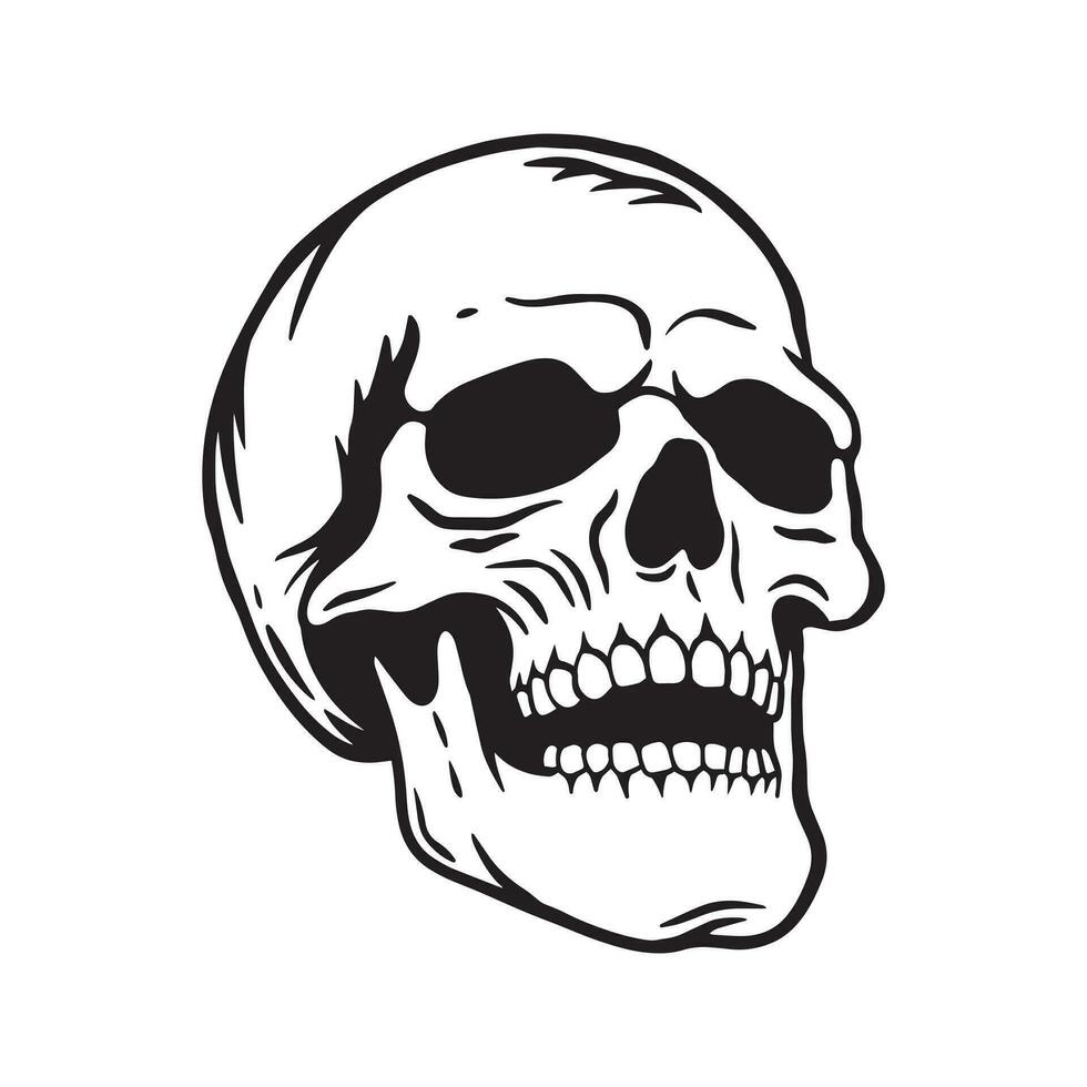 Skull hand drawn illustrations for the design of clothes, stickers, tattoo etc vector