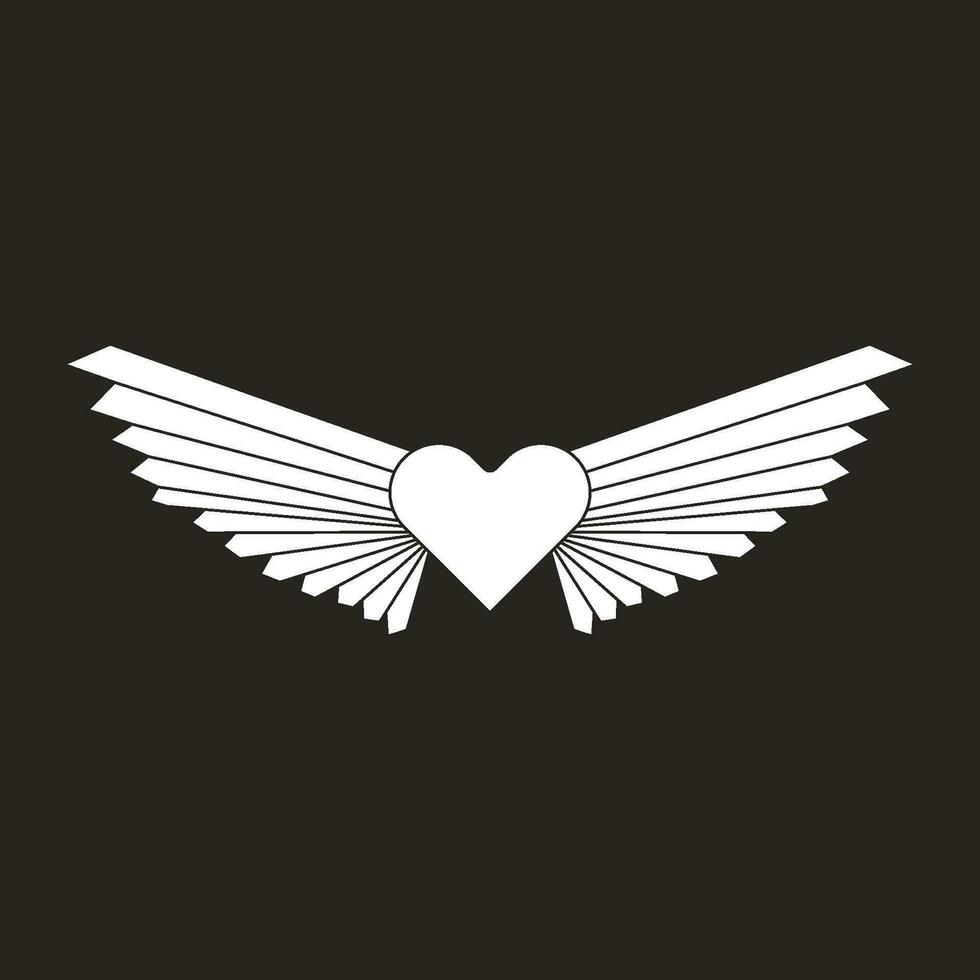 con alas corazón icono vector