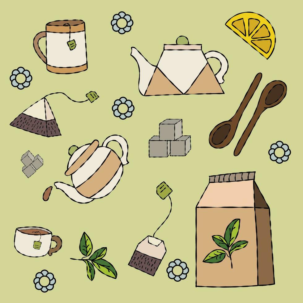 té equipo ilustración, adecuado para varios necesidades tal como pegatinas, y símbolo símbolos para tu té tienda necesidades vector